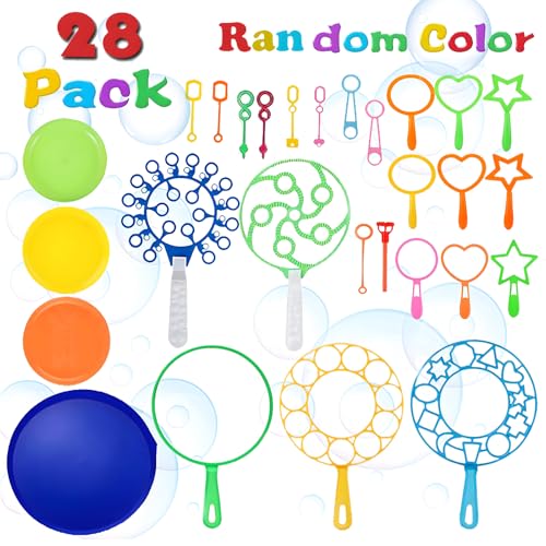 SoeUyd 28 Stück Seifenblasen Set für Kinder, Große Seifenblasen, Seifenblasenstab, Zauberstab Einstellen Seifenblasen für Indoor und Outdoor Bubble Maker Spiele, für Outdoor Aktivitäten von SoeUyd