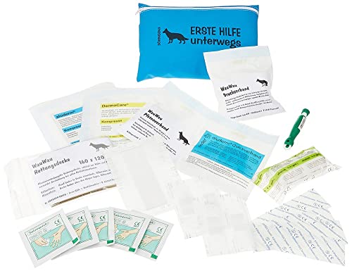Söhngen Erste-Hilfe Begleiter WAU-WAU daheim + unterwegs (für Hunde, Verbandsmaterial, alle Größen, mit Rettungsdecke) blau, 0308032 von Söhngen