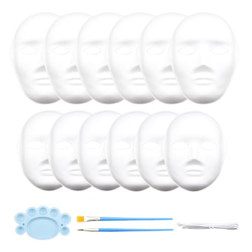 Sofecto 12 Stück DIY Vollgesichtsmasken aus Pappmaché, weiß, bemalbar, blanko, Kostümmasken für Maskerade, Cosplay, Halloween-Party, Tanzparty zum Dekorieren Sofecto 12 Stück DIY Vollgesichtsmasken aus Pappmaché, weiß, bemalbar, blanko, Kostümmasken für Maskerade, Cosplay, Halloween-Party, Tanzparty zum Dekorieren von Sofecto