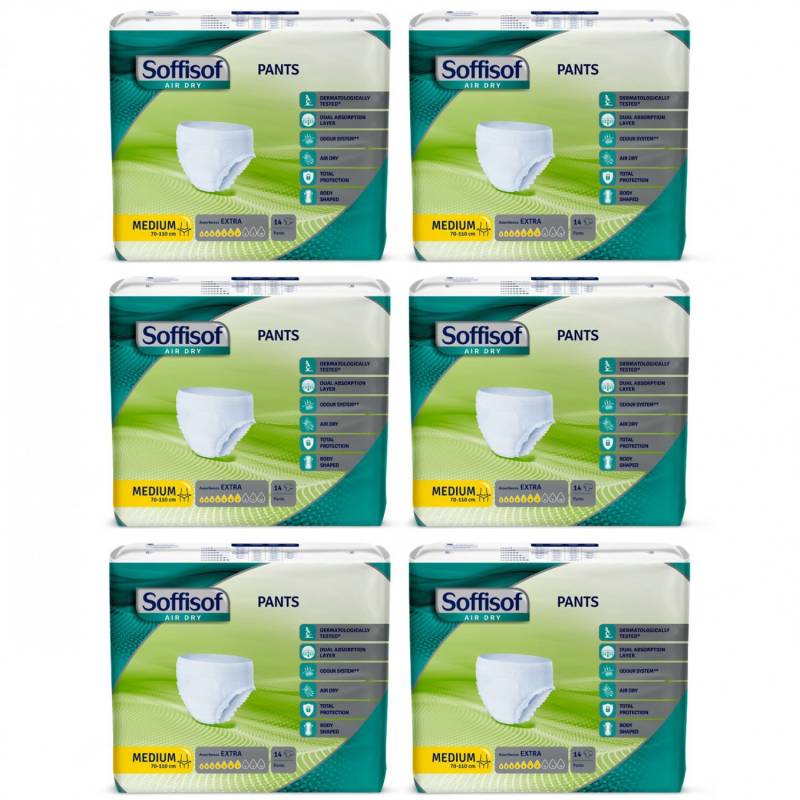 Kit Mutande Assorbenti Soffisof Air Dry Pants 7 Medium 70-110 cm 6 Pacchi da 14 pz Kit Mutande Assorbenti Soffisof Air Dry Pants 7 Medium 70-110 cm 6 Pacchi da 14 pz von Soffisof