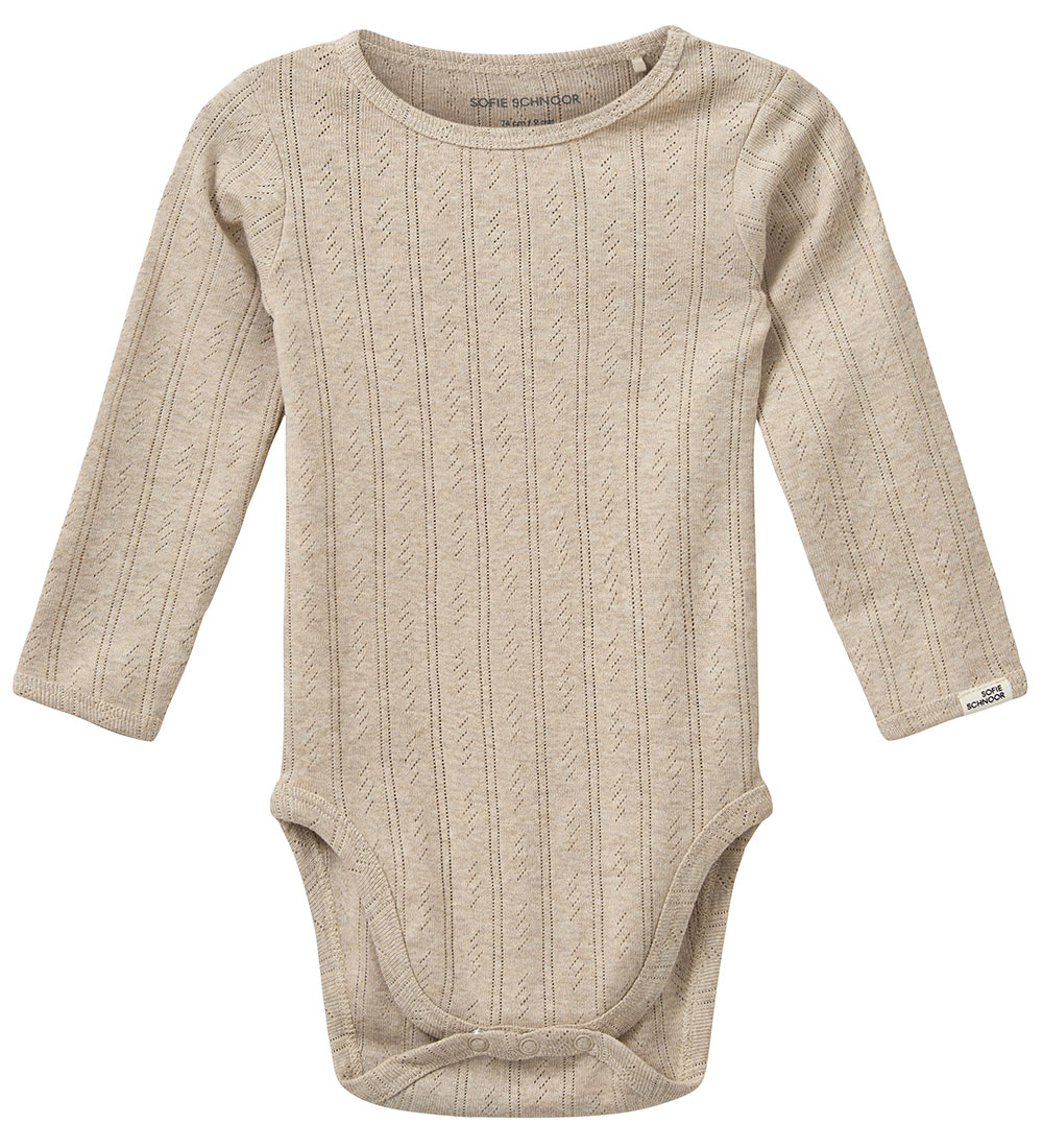 Sofie Schnoor Body l/ä - DicteSB - Beige m. Lochmuster - Sofie Schnoor - 1½ Jahre (86) - Body L/Ä von Sofie Schnoor