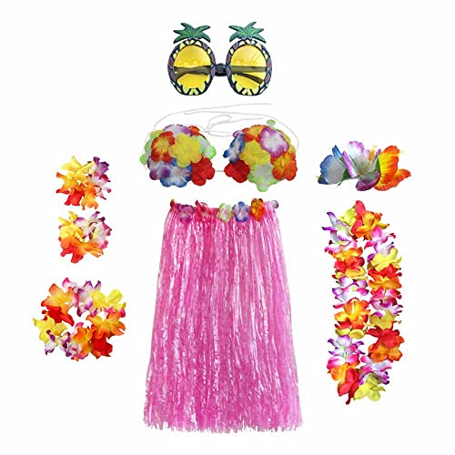 SoftcuteLee Hawaii-Girlanden Hula-Rock-Kostüm-Zubehör-Set Hula-Gras-Rock Lei-Blumen-Lei Luau-Girlande Ananas-Brille-Halskette Kostüm-Kostüm für Kinder Mädchen Frauen Neuheit Luau-Röcke Party – Pink SoftcuteLee Hawaii-Girlanden Hula-Rock-Kostüm-Zubehör-Set Hula-Gras-Rock Lei-Blumen-Lei Luau-Girlande Ananas-Brille-Halskette Kostüm-Kostüm für Kinder Mädchen Frauen Neuheit Luau-Röcke Party – Pink von SoftcuteLee
