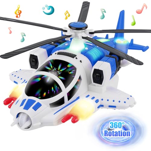 Sognotoy Hubschrauber Spielzeug Kinder - Flugzeug Helikopter Spielzeug Spielzeug Helicopter mit Drehpropeller, Licht, Konzert - Kinderspielzeug ab 3 Jahre von Sognotoy