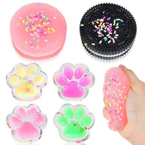 4 Stück Squishy Pfote, 2 Stück Keks Stressabbau Spielzeug, Fufu Squishy, Taba Squishy, Oreo Squishy Spielzeug, Squishy Cat Paw Toy, Süße Weiche Katzenpfoten, Squeeze Toy für Kinder Erwachsene von SolWonder