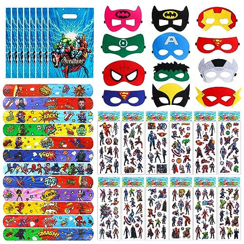 46 Stück Super-helden Party Mitgebsel, Mit 12Pcs Super-helden Masken+12Pcs Schnapparmbänder+10Pcs Geschenktüten+12Pcs Tattoo Aufkleber, Super-helden Geburtstag Mitgebsel 46 Stück Super-helden Party Mitgebsel, Mit 12Pcs Super-helden Masken+12Pcs Schnapparmbänder+10Pcs Geschenktüten+12Pcs Tattoo Aufkleber, Super-helden Geburtstag Mitgebsel von SolWonder