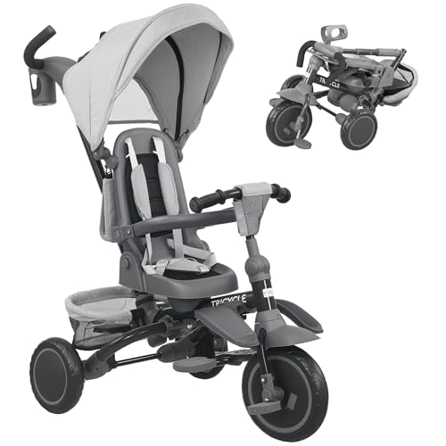 AIYAPLAY Kids Trike, 6 in 1 Kleinkind-Dreirad mit verstellbarem Elterngriff & Verdeck, wandelbarer Sitz, für 1-5 Jahre, faltbares Baby-Dreirad mit Sicherheitsgurt, Aufbewahrungskorb & Tasche, grau AIYAPLAY Kids Trike, 6 in 1 Kleinkind-Dreirad mit verstellbarem Elterngriff & Verdeck, wandelbarer Sitz, für 1-5 Jahre, faltbares Baby-Dreirad mit Sicherheitsgurt, Aufbewahrungskorb & Tasche, grau von Sold by MHSTAR