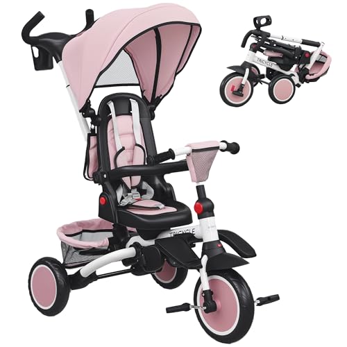 AIYAPLAY Kids Trike, 6 in 1 Kleinkind-Dreirad mit verstellbarem Elterngriff & Verdeck, wandelbarer Sitz, für 1-5 Jahre, faltbares Baby-Dreirad mit Sicherheitsgurt, Aufbewahrungskorb & Tasche, Pink AIYAPLAY Kids Trike, 6 in 1 Kleinkind-Dreirad mit verstellbarem Elterngriff & Verdeck, wandelbarer Sitz, für 1-5 Jahre, faltbares Baby-Dreirad mit Sicherheitsgurt, Aufbewahrungskorb & Tasche, Pink von Sold by MHSTAR