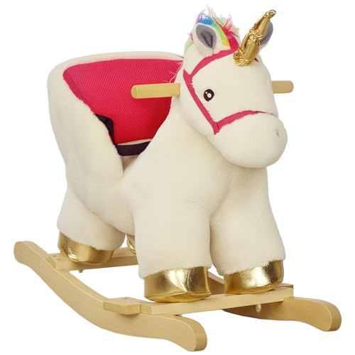 AIYAPLAY Schaukelpferd, Einhorn Schaukelpferd mit realistischen Geräuschen, Sicherheitsgurt, Holzsockel, Plüsch Ride on Unicorn, für 18-36 Monate, cremeweiß AIYAPLAY Schaukelpferd, Einhorn Schaukelpferd mit realistischen Geräuschen, Sicherheitsgurt, Holzsockel, Plüsch Ride on Unicorn, für 18-36 Monate, cremeweiß von Sold by MHSTAR