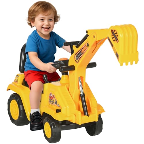 HOMCOM Ride On Tractor, 2 in 1 Kinder Ride On Digger Pull Cart mit Eimer, unter Sitz Lagerung, Horn, hohe Rückenlehne, Ride On Spielzeug für 1,5-4 Jahre, gelb HOMCOM Ride On Tractor, 2 in 1 Kinder Ride On Digger Pull Cart mit Eimer, unter Sitz Lagerung, Horn, hohe Rückenlehne, Ride On Spielzeug für 1,5-4 Jahre, gelb von Sold by MHSTAR