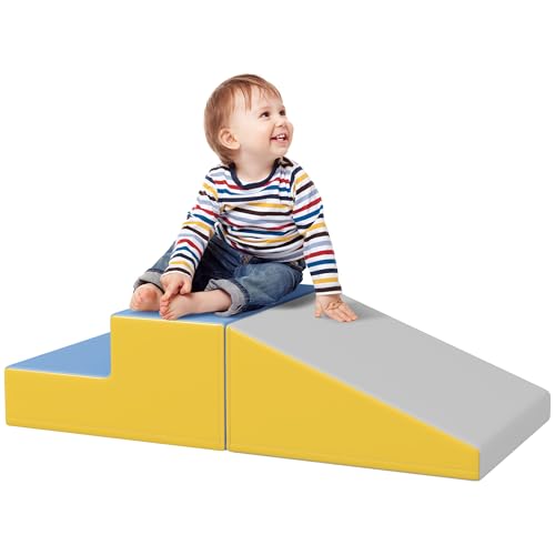 HOMCOM Soft Play Set, 2 Stück Kinder Klettern und Krabbeln Schaumstoff Spielen Aktivität Spielzeug, Soft Play Ausrüstung für Kleinkinder 12-36 Monate, grau von Sold by MHSTAR