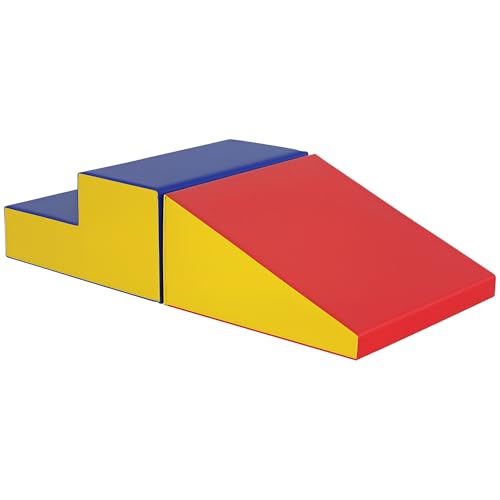 HOMCOM Soft Play Set, 2-teilig Kinder Klettern und Krabbeln Schaumstoff Spielen Aktivität Spielzeug, weiche Spielgeräte für Kleinkinder 12-36 Monate, rot von Sold by MHSTAR