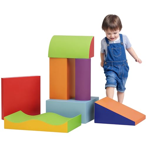 HOMCOM Soft Play Set, 7 Stück weiche Schaumstoffklötze, Kleinkind klettern und krabbeln Aktivität Spielset für 1-3 Jahre, weiche Spielgeräte zum Bauen und Stapeln, pädagogisches Spiel, blau HOMCOM Soft Play Set, 7 Stück weiche Schaumstoffklötze, Kleinkind klettern und krabbeln Aktivität Spielset für 1-3 Jahre, weiche Spielgeräte zum Bauen und Stapeln, pädagogisches Spiel, blau von Sold by MHSTAR