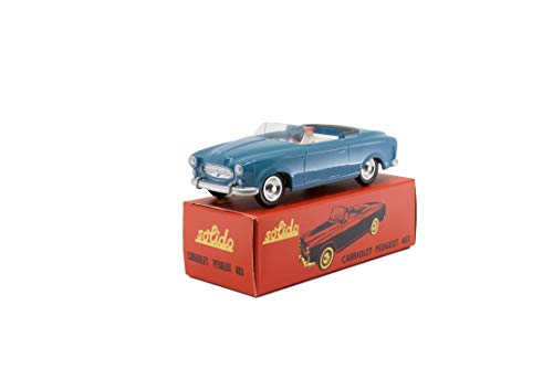 Solido S1001081 Peugeot 403 Cabrio, 1959-1965, Serie 100, Modellauto, Maßstab 1:43, im Stülpdeckelkarton mit Schiebehülle, blau von Solido