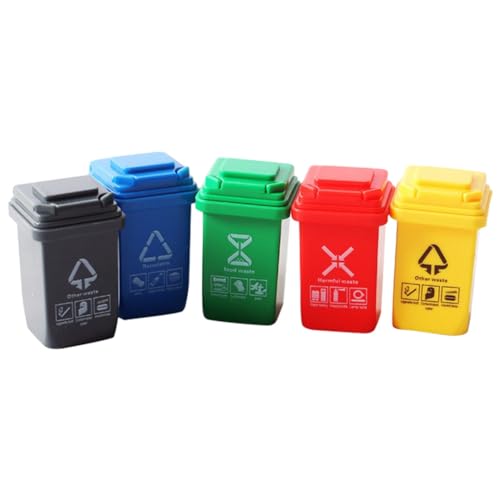 Solimind 5Pcs Puppenhaus Miniatur-Mülleimer Modell Ersatzteile Zubehör Möbel Spielzeug Müllwagen Dosen Bordstein Fahrzeug Bin Spielzeuggeschenke von Solimind
