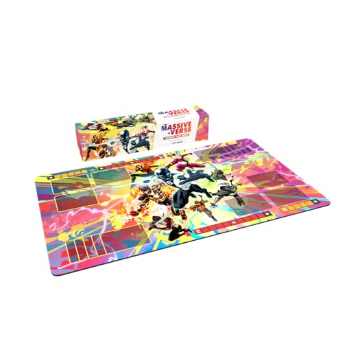 Premium genähtes Kartenspiel mit massivem Vers und Zonen und rutschfester Gummi-Rückseite, TCG-Spielmatte für Kartenspiele, buntes Design mit epischer Kunst von Dan Mora von Solis Game Studio