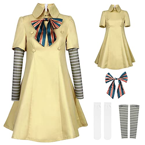 Megan Cosplay Kostüm Kinder, M3gan Kostüm Mädchen Horrorpuppe Outfit Killer Schuluniform Verkleidung Halloween Accessoires Socken Krawatte Cosplay Karneval für Mädchen 3-12 Jahre (1, 130) von Solorass