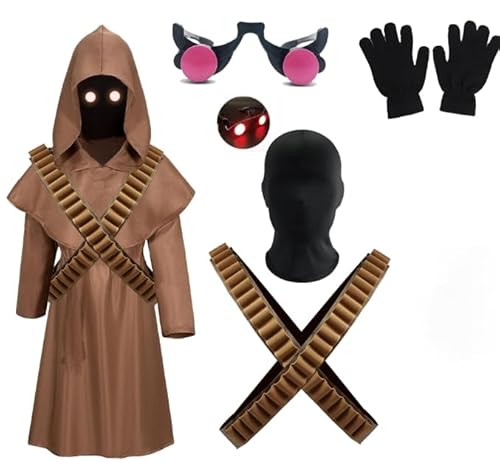 Solorass Mittelalter Kostüm Robe für Kinder Tunika Kapuzenmantel Outfit Umhang mit Kapuze Mittelalterlich Hoodies Robe Cosplay Set Halloween Karneval (150) von Solorass