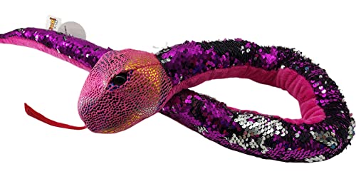 Plüschtier Plüschschlange XXL Plüsch-Schlange weich gefüllt, ideal zum Trösten Kuscheln Einschlafhilfe Toys Schlange Snake Kuscheltier (Lila Pink Glitzer 110 cm) von Soma