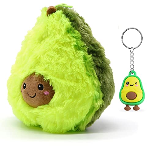 Soma Plüsch-Kissen Avocado Sofa-Rückenkissen Rund Lebensmittel Spielzeug Kuschel-Tier Plüsch-Tier Toy Früchte grün (Avocado 20 cm) + GRATIS Schlüsselanhänger von Soma
