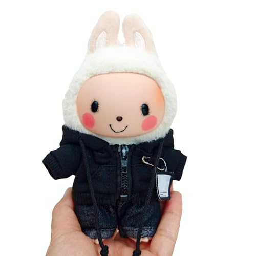 Puppenbekleidung Set für 17cm Labubu Puppen, Labubu Kleidung, Outfit -Set mit Hut oder Kopfbedeckung, Plüschkleidung Noverall Röcke und Freizeit-Sets (4-2) von Somerway