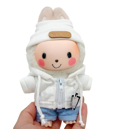Puppenbekleidung Set für 17cm Labubu Puppen, Labubu Kleidung, Outfit -Set mit Hut oder Kopfbedeckung, Plüschkleidung Noverall Röcke und Freizeit-Sets (4-4) von Somerway