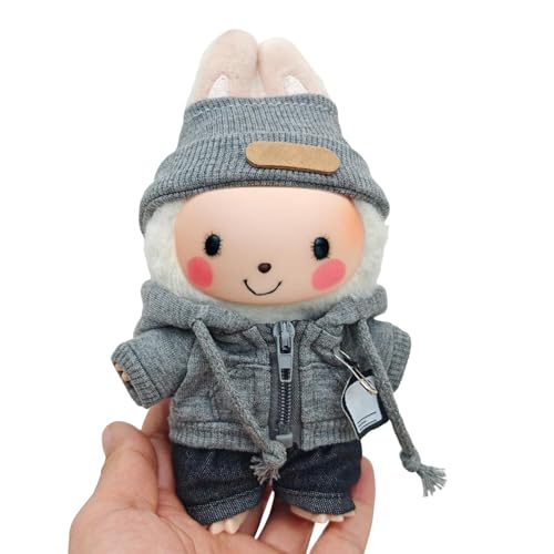 Puppenbekleidung Set für 17cm Labubu Puppen, Labubu Kleidung, Outfit -Set mit Hut oder Kopfbedeckung, Plüschkleidung Noverall Röcke und Freizeit-Sets (4-6) von Somerway