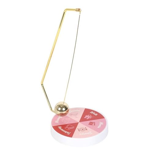 Goldfarbener Pendel-Entscheidungsmacher für Date-Nächte - Lustiger Aktivitätskreisel mit 6 Optionen (Spaziergang, Film, Abendessen, Mitnehmen, Massage, Getränke), verspieltes rosa & rotes Design, von Something Different Wholesale