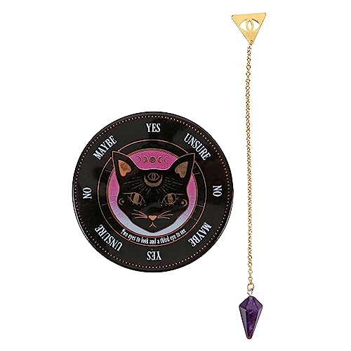 Mystic Mog Collection Mystic Divination Board mit Amethyst-Kristallpendel – entsperren Sie Ihr persönliches Schicksal Mystic Mog Collection Mystic Divination Board mit Amethyst-Kristallpendel – entsperren Sie Ihr persönliches Schicksal von Something Different Wholesale