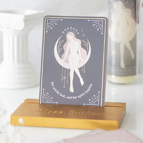 Something Different Wholesale Affirmationskarten der Göttin Energie - erhebendes 10er Set mit Holzständer - Feminine Illustrationen & motivierende Botschaften für Ermächtigung & spirituelles Wachstum von Something Different Wholesale