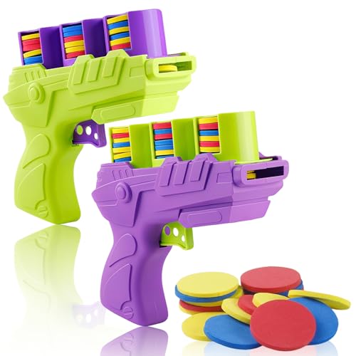 Sonpen Pistole Kinder, Schaumstoff-Scheibenwerfer mit 50 Foam Soft Frisbees, Spielzeug-Schaumstoff-Blaster Zum Schieß, Dartspiel, Outdoor-Spiele, Eltern-Kind, Party, für Kinder Von 8-12 Jahren von SonPen