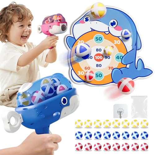 Sonpen Wale Dartscheibe Kinder Schießspielzeug Set, Wurfspiel Spielzeugpistole mit 40cm Zielscheibe und 24 Klebrigen Bällen, Innen und Außen Kinder Dartscheibe Garten Spielzeug für Ab 3 Jahre von SonPen