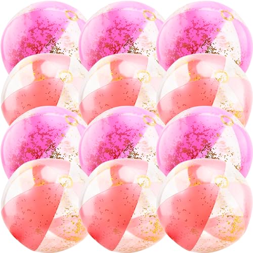 12er-Pack 16 Zoll aufblasbare Glitzer-Wasserbälle Konfetti-Wasserball Großpackung Aufblasbarer Wasserball für Sommerstrand-Pool-Wasserparty-Spielzeug (Farbset 1) von Sonarun