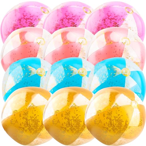12er-Pack 16 Zoll aufblasbare Glitzer-Wasserbälle Konfetti-Wasserball Großpackung Aufblasbarer Wasserball für Sommerstrand-Pool-Wasserparty-Spielzeug (Farbstil 3) von Sonarun