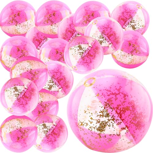 18er-Pack Aufblasbare 20 cm Große Rosa Glitzer-Strandbälle Große Menge Aufblasbare Rosa Konfetti-Strandbälle für Sommer Strand Pool Wasserparty-Spielzeug Hawaii-Luau-Partygeschenke 18er-Pack Aufblasbare 20 cm Große Rosa Glitzer-Strandbälle Große Menge Aufblasbare Rosa Konfetti-Strandbälle für Sommer Strand Pool Wasserparty-Spielzeug Hawaii-Luau-Partygeschenke von Sonarun
