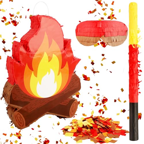 Camping Bonfire Piñata Fake Flame Pinata Adventure Lagerfeuer Pinata mit Stab Augenbinde Konfetti und Aufhängeschlaufe für Camping Abenteuer Geburtstag Party Dekoration Requisiten, 40,6 x 30,5 cm Camping Bonfire Piñata Fake Flame Pinata Adventure Lagerfeuer Pinata mit Stab Augenbinde Konfetti und Aufhängeschlaufe für Camping Abenteuer Geburtstag Party Dekoration Requisiten, 40,6 x 30,5 cm von Sonarun