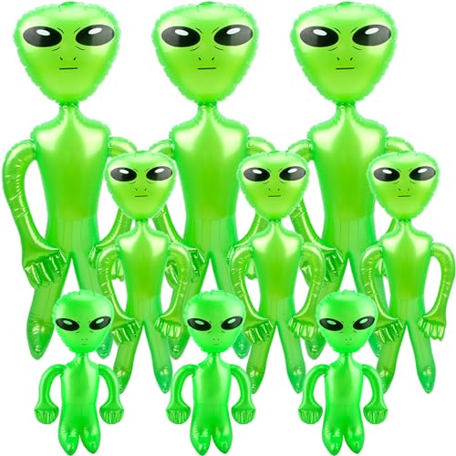 Jumbo-Aufblasbare Alien, 170,2 cm, 89,9 cm, 45,7 cm, Grün, Lila, Blau, Aliens für Halloween, Alien-Mottoparty, 3 Größen (Farbstil 1), 9 Stück von Sonarun