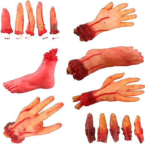Sonarun Halloween-Schnuller, gruselig, blutige Leiche, Körperteile, gefälschte Horror, getrennte Hände, Füße, Finger, gebrochene Gliedmaßen für Halloween, Spukhaus, Vampir, Zombie, Party-Dekorationen, Sonarun Halloween-Schnuller, gruselig, blutige Leiche, Körperteile, gefälschte Horror, getrennte Hände, Füße, Finger, gebrochene Gliedmaßen für Halloween, Spukhaus, Vampir, Zombie, Party-Dekorationen, von Sonarun