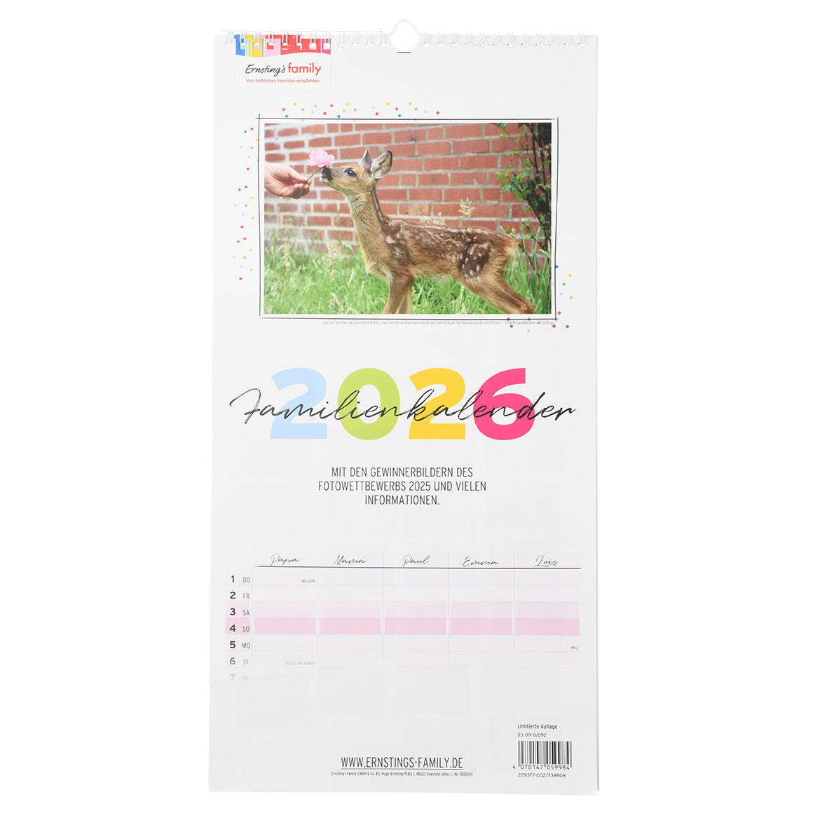 Familienkalender 2025 mit Fotos von Sondereinkauf