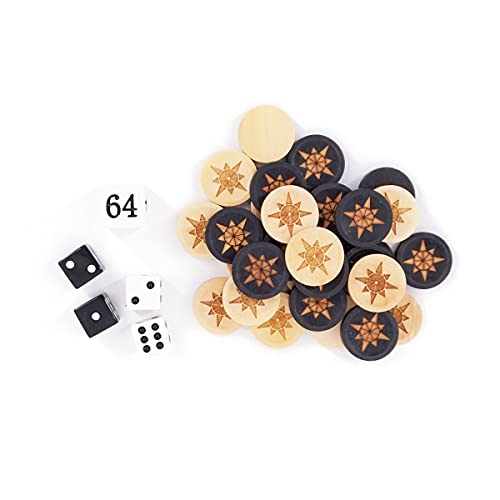 Sondergut - Ersatzsteine Spielsteine für Deluxe Backgammon Set aus Buchen Holz Würfelspiel Brettspiel Klassiker Geschenk Strategie Glücksspiel von Sondergut