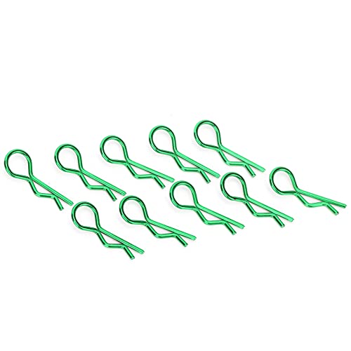 Sonew Premium Metal RC Car Shell Clips mit Sicherem R-Shape-Design für 1/5 1/6 /8/10 RC-Modelle, Goldfarbe, 10-Set von 10 (Green) von Sonew