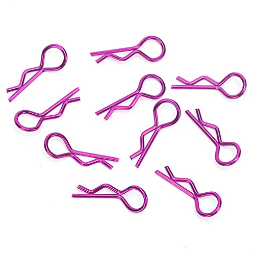 Sonew Premium Metal RC Car Shell Clips mit Sicherem R-Shape-Design für 1/5 1/6 /8/10 RC-Modelle, Goldfarbe, 10-Set von 10 (Purple) von Sonew