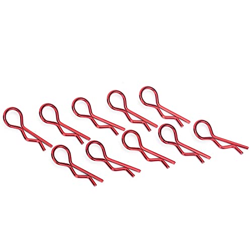 Sonew Premium Metal RC Car Shell Clips mit Sicherem R-Shape-Design für 1/5 1/6 /8/10 RC-Modelle, Goldfarbe, 10-Set von 10 (Rot) von Sonew