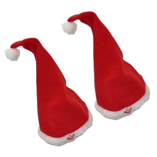 2 Stück musikalische tanzende Weihnachtsmannmütze, batteriebetrieben, automatische Schaukel, Weihnachtsfeier, eingebaute Musik, für Familienfeiern, singen, tanzenden Weihnachtsmann von Songelt