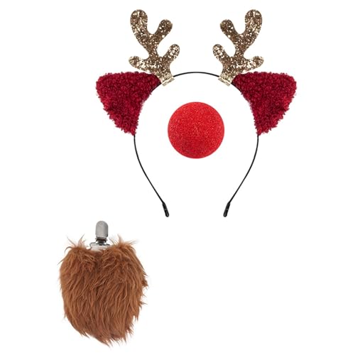 Haarreif für Kinder, Weihnachten, Ohren, Haarbänder-Set, Maskeraden, Halloween, Haarreif für Kinder, Jugendliche und Erwachsene, weicher Stoff von Songelt