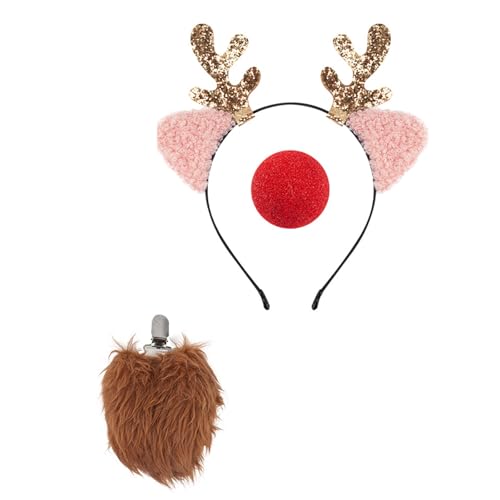 Haarreif für Kinder, Weihnachten, Ohren, Haarbänder-Set, Maskeraden, Halloween, Haarreif für Kinder, Jugendliche und Erwachsene, weicher Stoff von Songelt