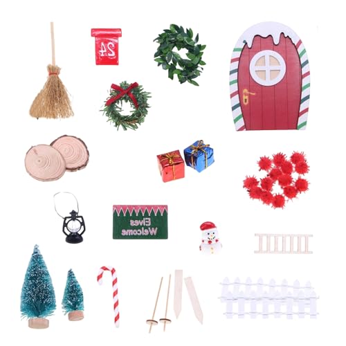 Holiday Gnomes Village Set Miniatur Feen Türszene Set mit Weihnachtsbaum und Zubehör für 1/12 Puppenhaus Display Puppenhaus Dekorationen Holiday Gnomes Village Set Miniatur Feen Türszene Set mit Weihnachtsbaum und Zubehör für 1/12 Puppenhaus Display Puppenhaus Dekorationen von Songelt