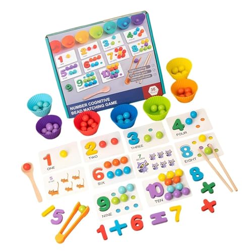 Mathematik-Lernspielzeug aus Holz, Stecktafel, Perlen, Spiel-Set, Farbsortierung, Zählen und Feinmotorik, für Kleinkinder, Vorschüler, pädagogisches Holz-Matching-Spiel Mathematik-Lernspielzeug aus Holz, Stecktafel, Perlen, Spiel-Set, Farbsortierung, Zählen und Feinmotorik, für Kleinkinder, Vorschüler, pädagogisches Holz-Matching-Spiel von Songelt