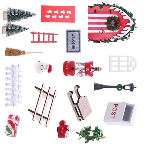Miniatur Türdeko Holz Harz Konstruktion für Puppenhäuser Zubehör Weihnachten Dorf Sammlungen Harz Zwerge Tür Ornament von Songelt