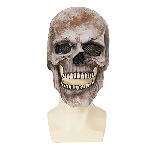 Skelett Schädel Horror Erwachsene Cosplay Kostüm für Halloween Party Halloween Voller Kopf Schädel Helm Mensch mit beweglichem Kiefer von Songelt