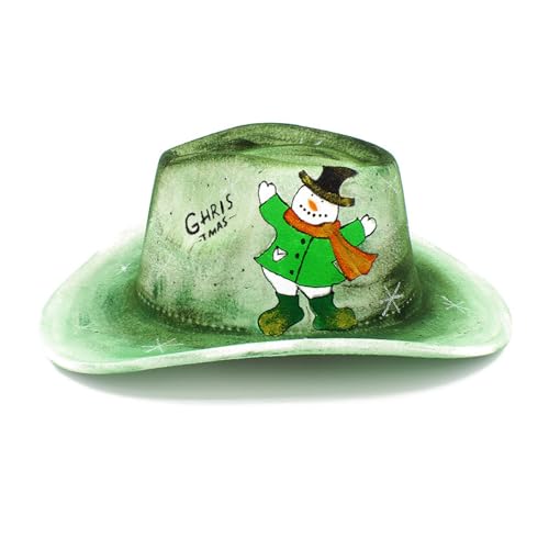 Songelt Cowboyhut mit gebogener Krempe, für Damen, Herren, für Halloween, Weihnachten, Party, eleganter Damenhut, winddicht, für Erwachsene, Weihnachten, Cowboyhüte, Damen, Herren, grüne Hüte von Songelt